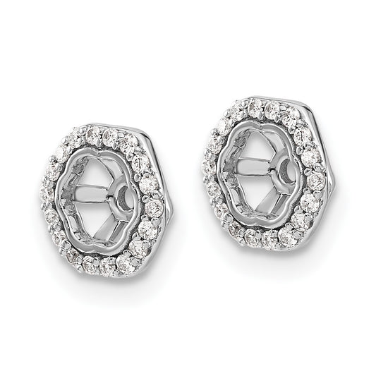 14k White Gold Hexagon 1/6 carat Diamond Earring Jackets
