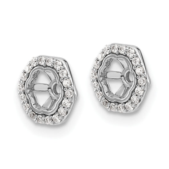 14k White Gold Hexagon 1/6 carat Diamond Earring Jackets