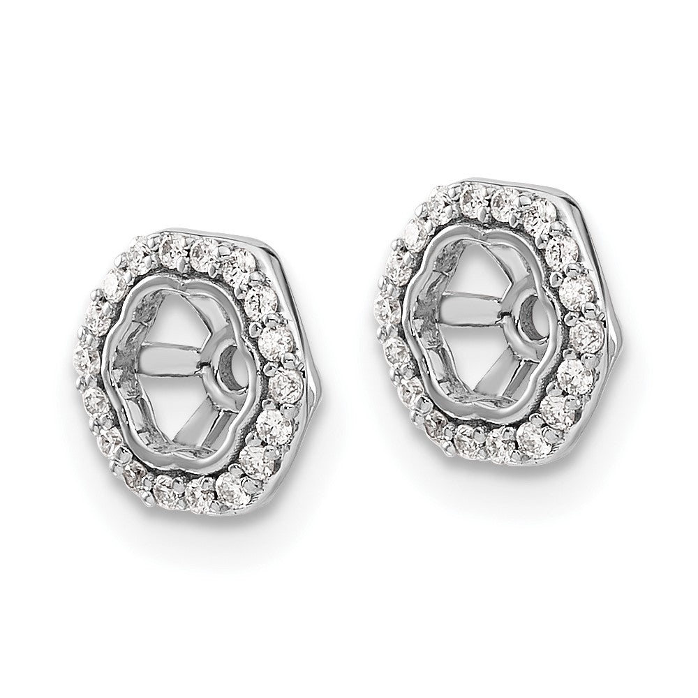 14k White Gold Hexagon 1/6 carat Diamond Earring Jackets