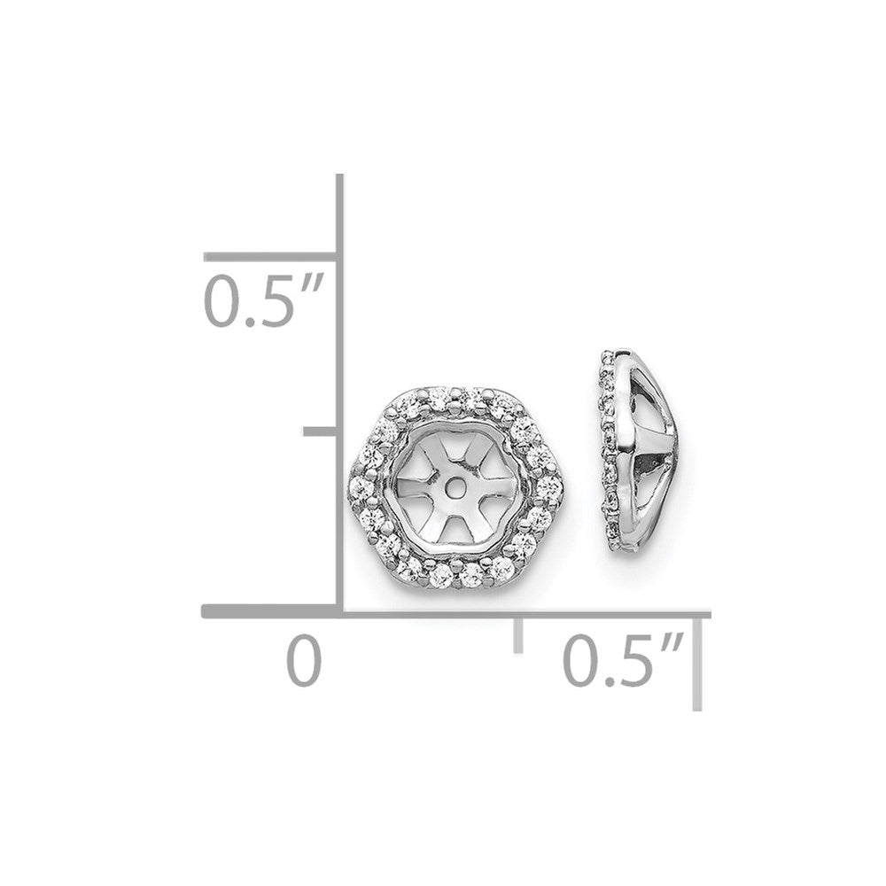 14k White Gold Hexagon 1/6 carat Diamond Earring Jackets
