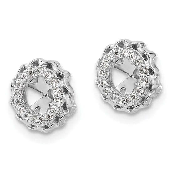 14k White Gold Twisted Edge 1/10 carat Diamond Earring Jackets