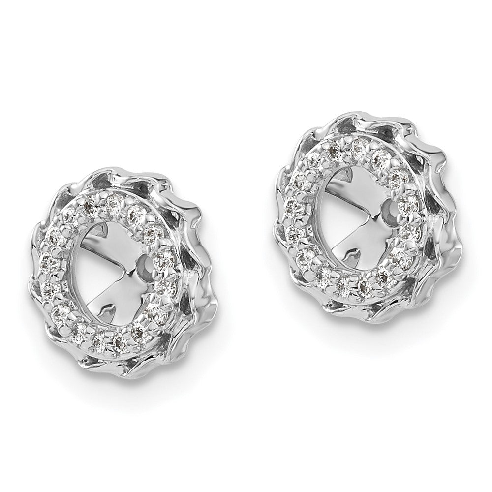 14k White Gold Twisted Edge 1/10 carat Diamond Earring Jackets