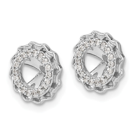 14k White Gold Twisted Edge 1/6 carat Diamond Earring Jackets