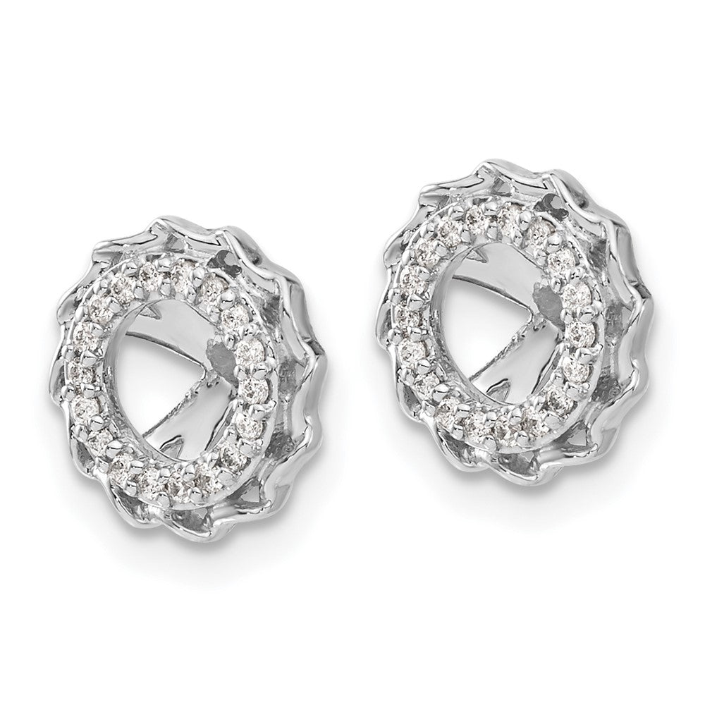 14k White Gold Twisted Edge 1/6 carat Diamond Earring Jackets