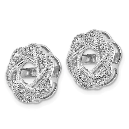 14k White Gold 1/3 carat Diamond Twist Earring Jackets