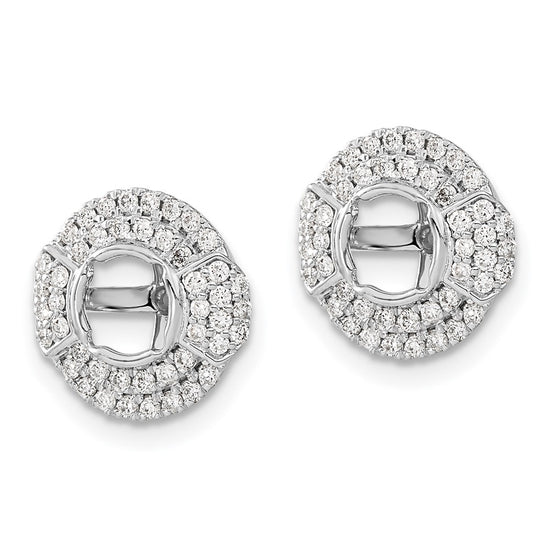 14k White Gold 1/2 carat Lab Grown Diamond VS/SI+ G+ with 4.5 mm Round Earring Jacket
