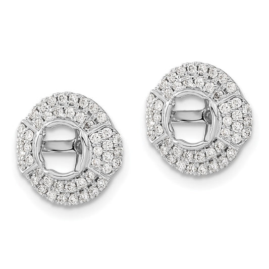14k White Gold 1/2 carat Lab Grown Diamond VS/SI+ G+ with 4.5 mm Round Earring Jacket