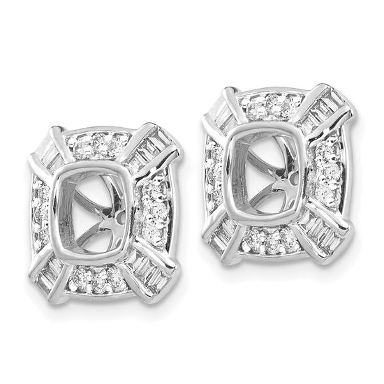 14k White Gold 1/2 carat Diamond Fancy Square Earring Jackets
