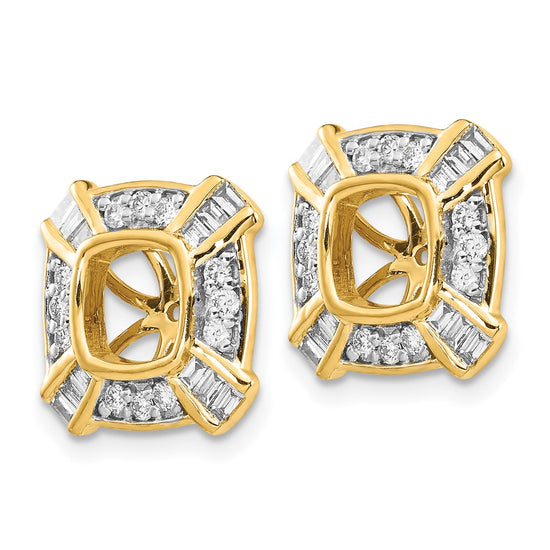 14k 1/2 carat Diamond Fancy Square Earring Jackets