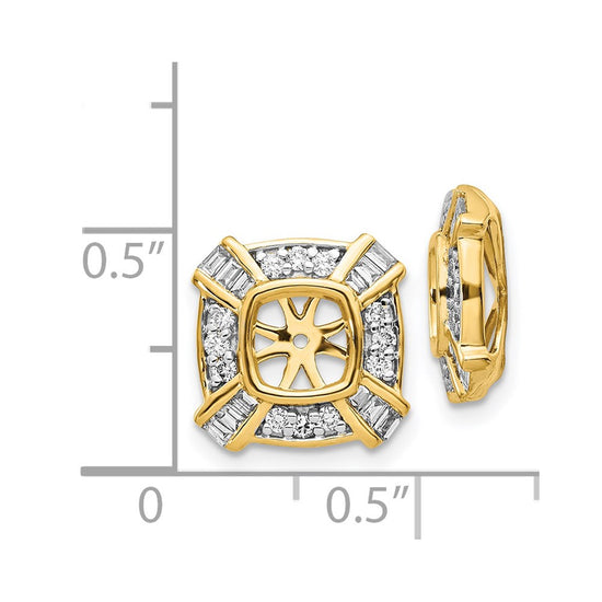 14k 1/2 carat Diamond Fancy Square Earring Jackets