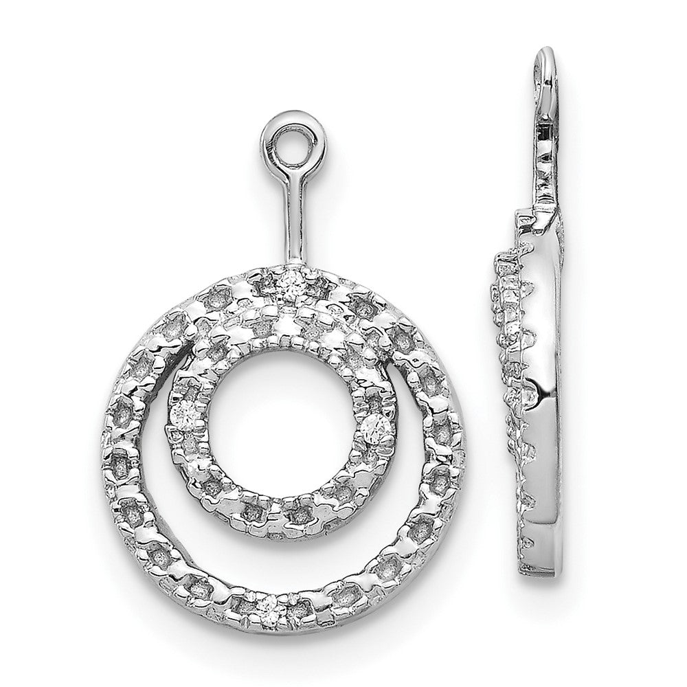 10k White Gold Diamond Double Circle Dangle Earring Jackets
