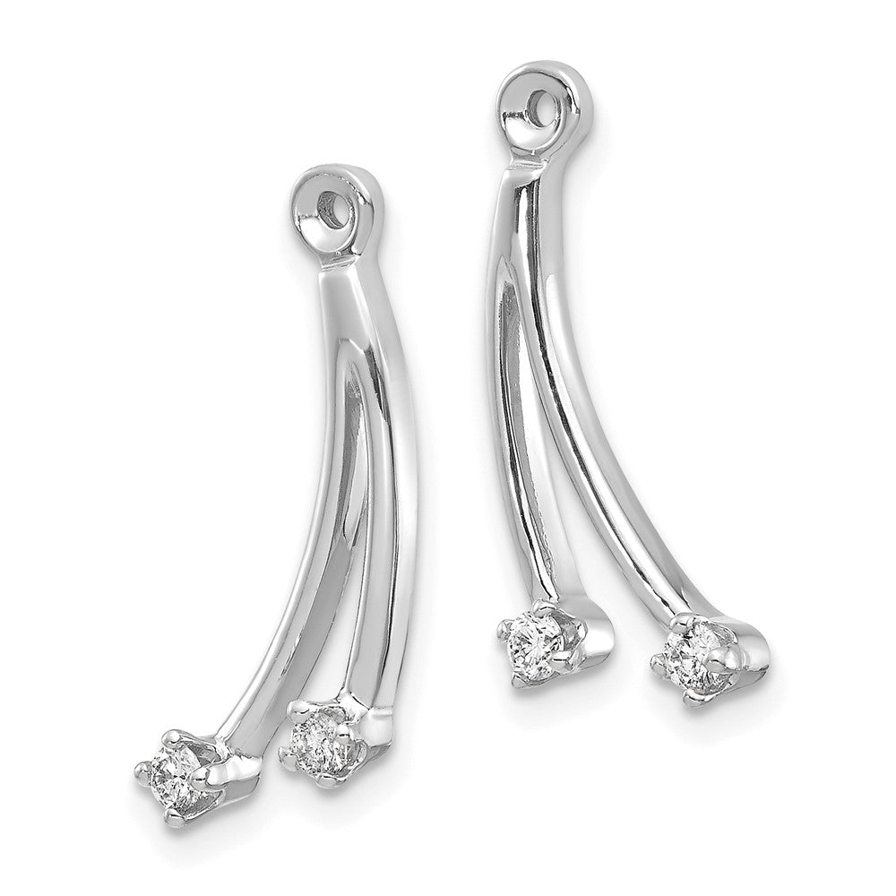 14k White Gold 2-Stone Dangle 1/8 carat AA Diamond Earring Jackets