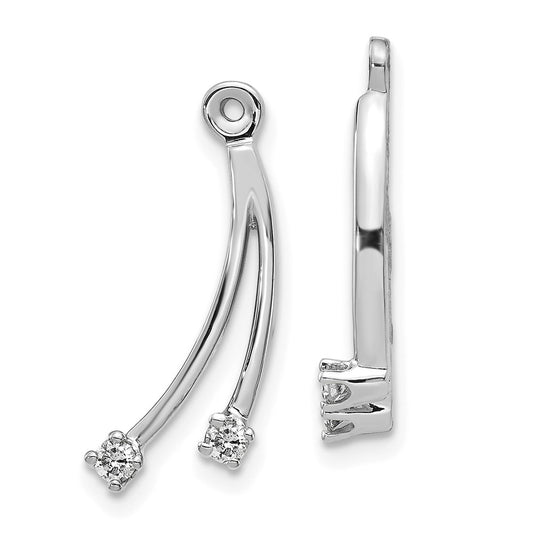 14k White Gold 2-Stone Dangle 1/8 carat AA Diamond Earring Jackets