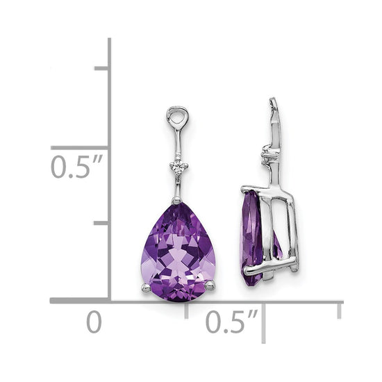14k White Gold Diamond and 8x6 Pear Amethyst Earring Jackets
