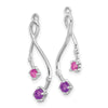 14k White Gold Diamond/Amethyst/Pink Tourmaline Dangle Earring Jackets