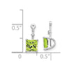 14k White Gold Diamond and 5mm Square Peridot Earring Jackets