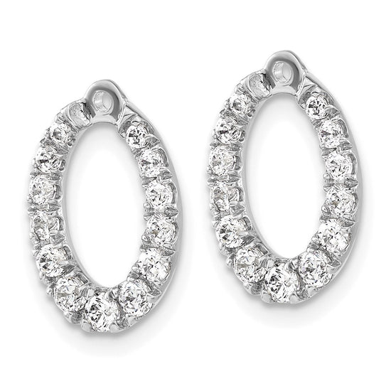 14k White Gold 1 1/3 carat Lab Grown Diamond VS/SI+ G+ Oval Earring Jackets