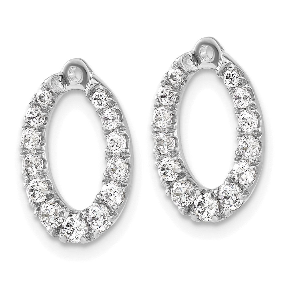 14k White Gold 1 1/3 carat Lab Grown Diamond VS/SI+ G+ Oval Earring Jackets