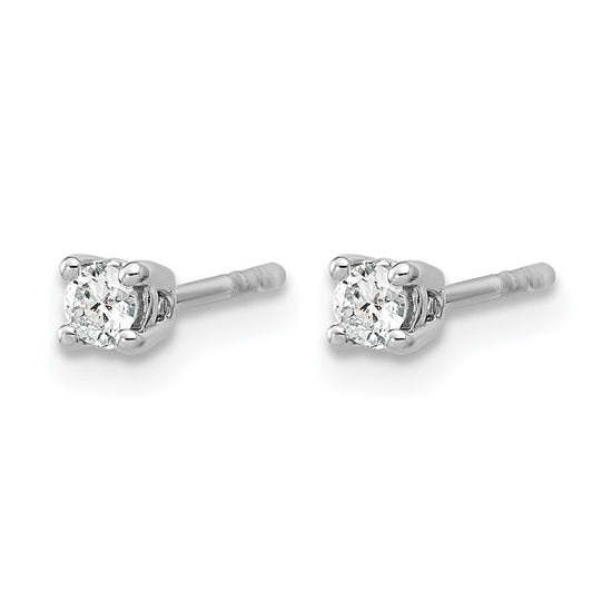 14k White Gold 1/6 carat Lab Grown Diamond VS/SI+ G+ Round Complete Four Prong Heavyweight Stud Earrings