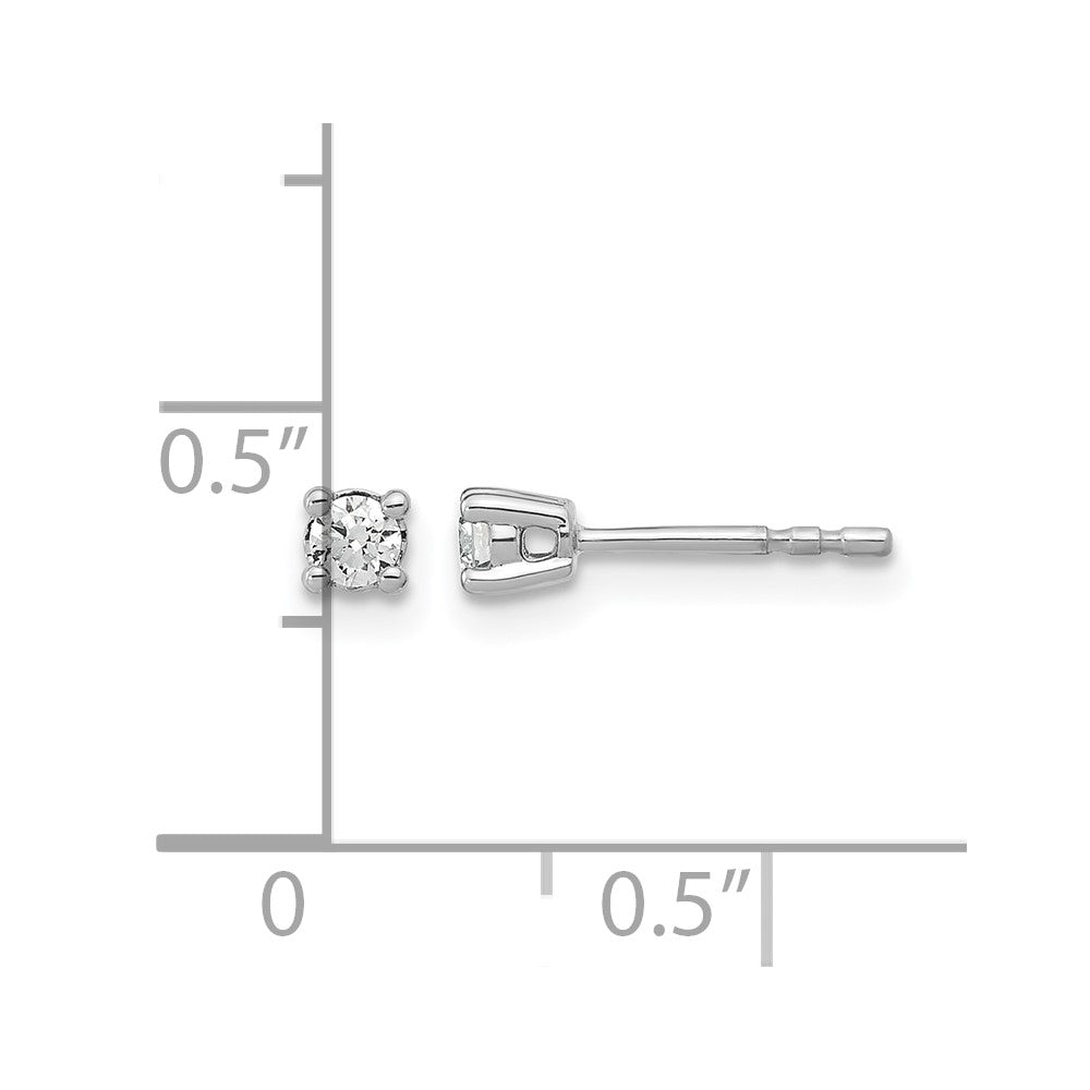 14k White Gold 1/6 carat Lab Grown Diamond VS+ F+ Round Complete Four Prong Heavyweight Stud Earrings