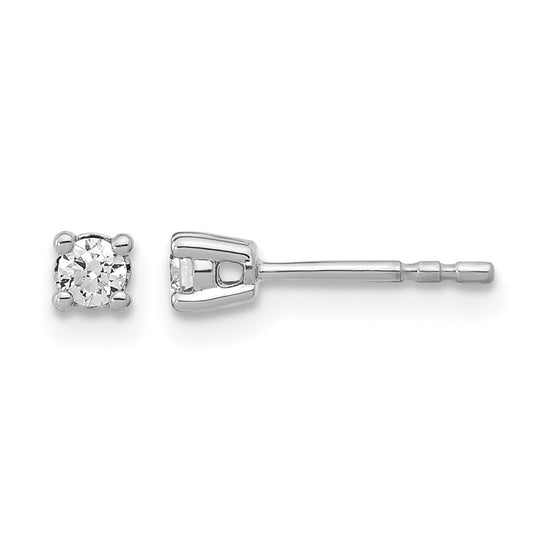 14k White Gold 1/6 carat Lab Grown Diamond VS/SI+ G+ Round Complete Four Prong Heavyweight Stud Earrings