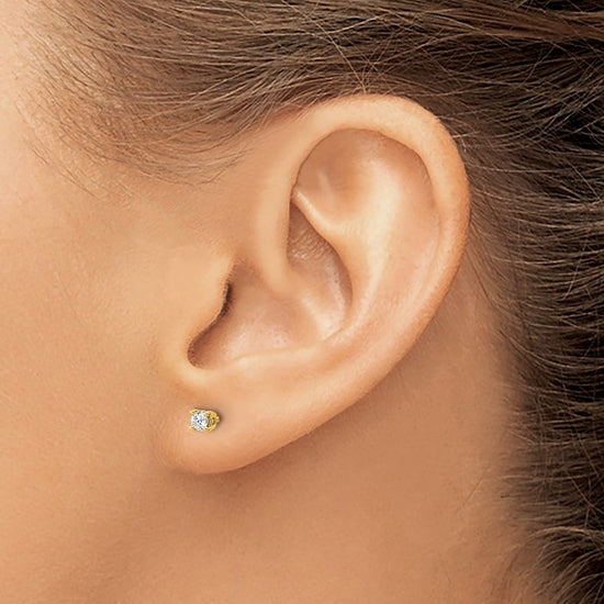 14k 1/6 carat Lab Grown Diamond VS+ F+ Round Complete Four Prong Heavyweight Stud Earrings