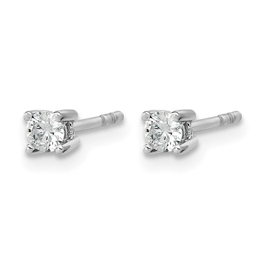 14k White Gold 1/5 carat Lab Grown Diamond VS+ F+ Round Complete Four Prong Heavyweight Stud Earrings