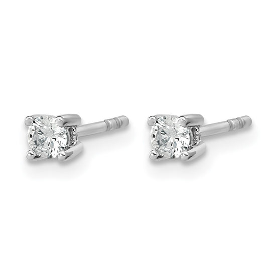 14k White Gold 1/5 carat Certified Lab Grown Diamond VS+ F+ Round Complete Four Prong Heavyweight Stud Earrings