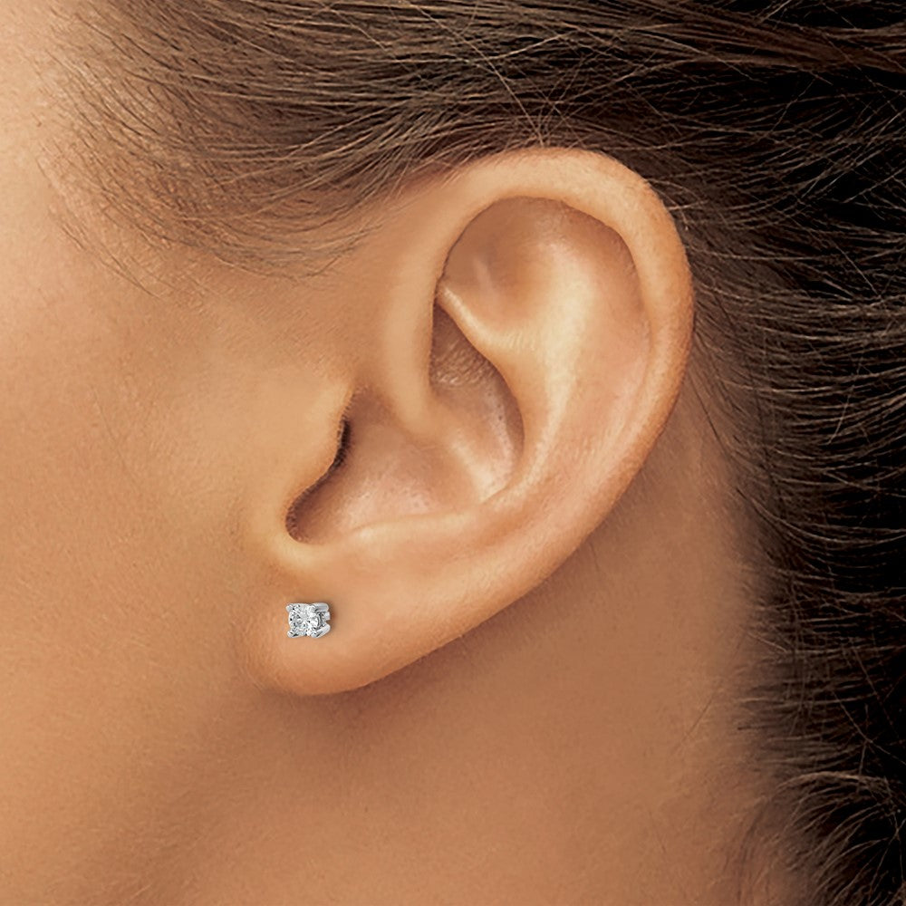 14k White Gold 1/5 carat Certified Lab Grown Diamond VS+ F+ Round Complete Four Prong Heavyweight Stud Earrings