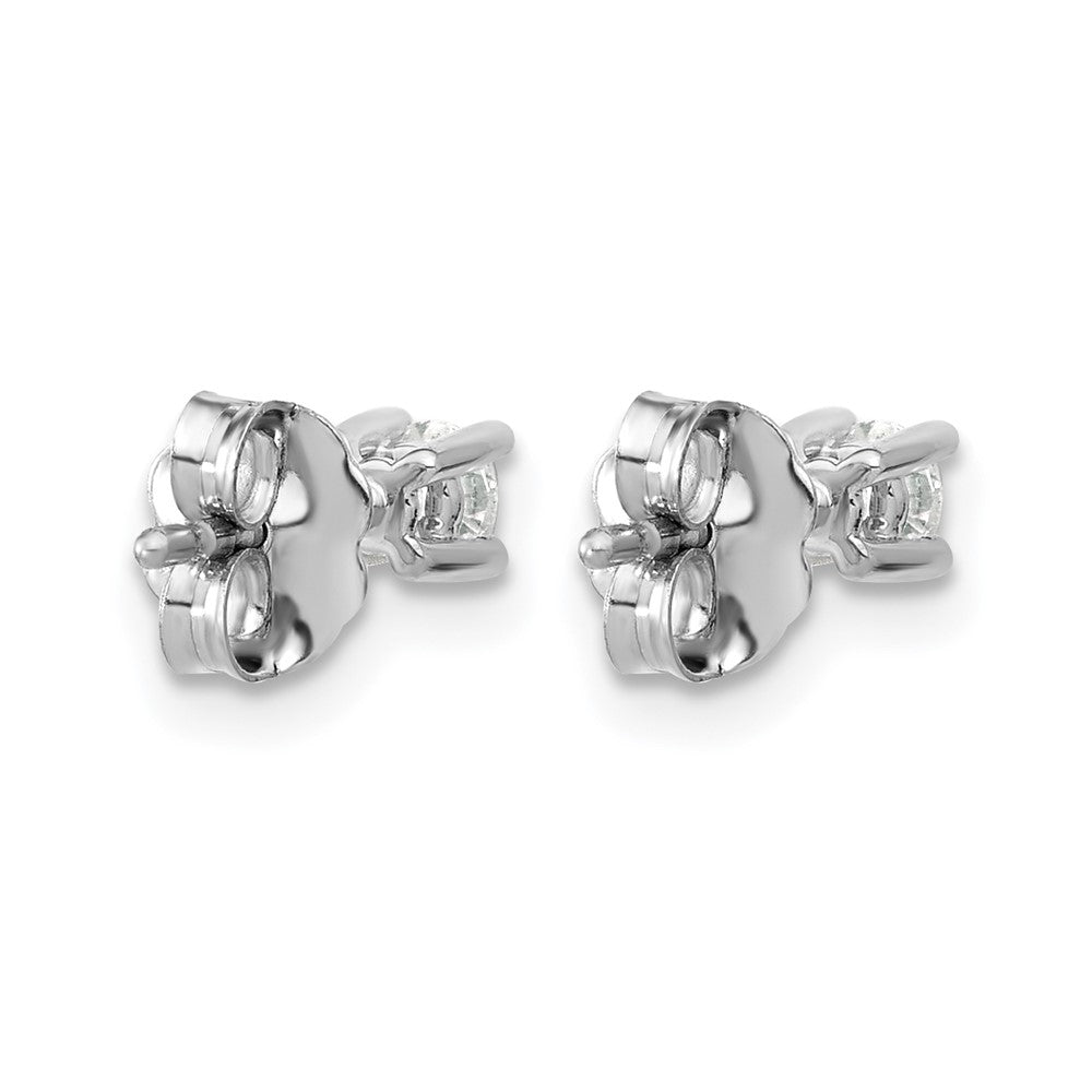 14k White Gold 1/5 carat Lab Grown Diamond VS+ F+ Round Complete Four Prong Heavyweight Stud Earrings