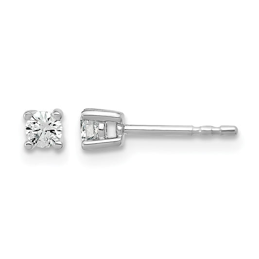 14k White Gold 1/5 carat Certified Lab Grown Diamond VS/SI+ G+ Round Complete Four Prong Heavyweight Stud Earrings