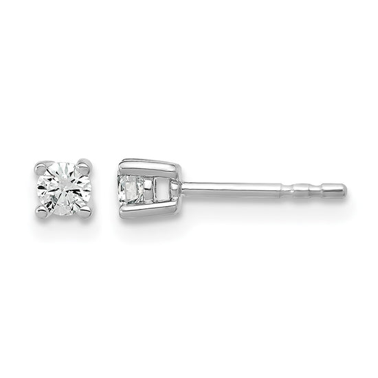 14k White Gold 1/5 carat Certified Lab Grown Diamond VS+ F+ Round Complete Four Prong Heavyweight Stud Earrings