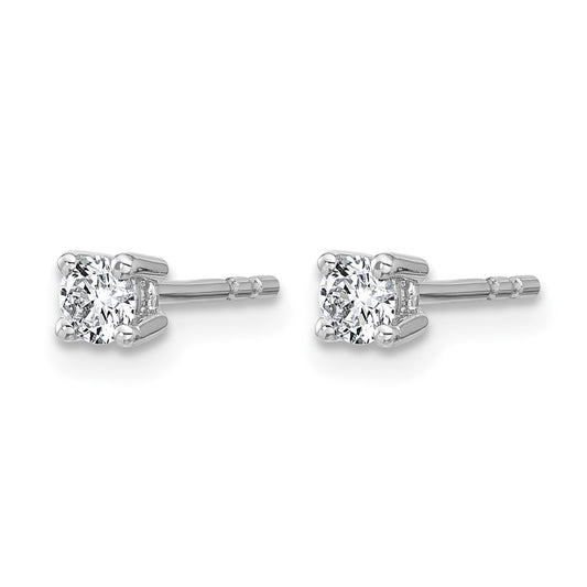 14k White Gold 1/4 carat Certified Lab Grown Diamond VS+ F+ Round Complete Four Prong Heavyweight Stud Earrings