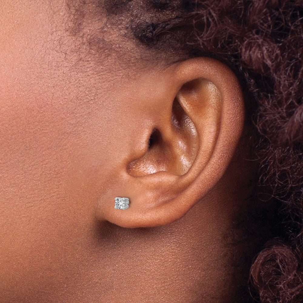 14k White Gold 1/4 carat Lab Grown Diamond VS+ F+ Round Complete Four Prong Heavyweight Stud Earrings
