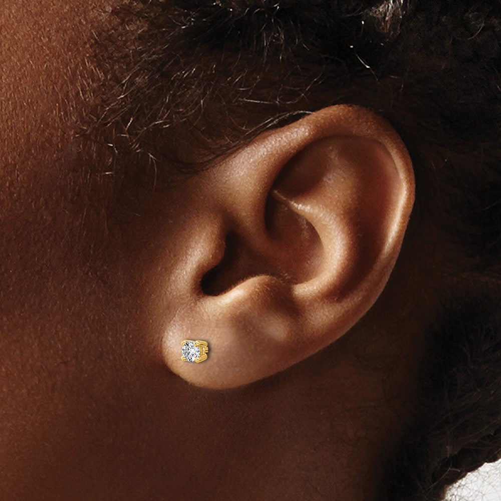 14k 1/4 carat Certified Lab Grown Diamond VS+ F+ Round Complete Four Prong Heavyweight Stud Earrings