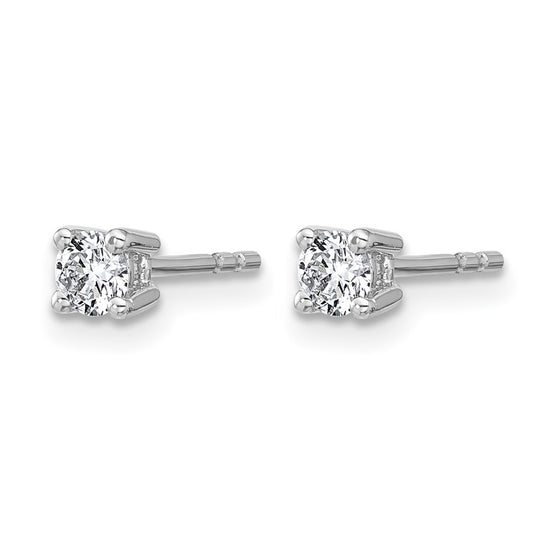 14k White Gold 1/3 carat Lab Grown Diamond VS/SI+ G+ Round Complete Four Prong Heavyweight Stud Earrings