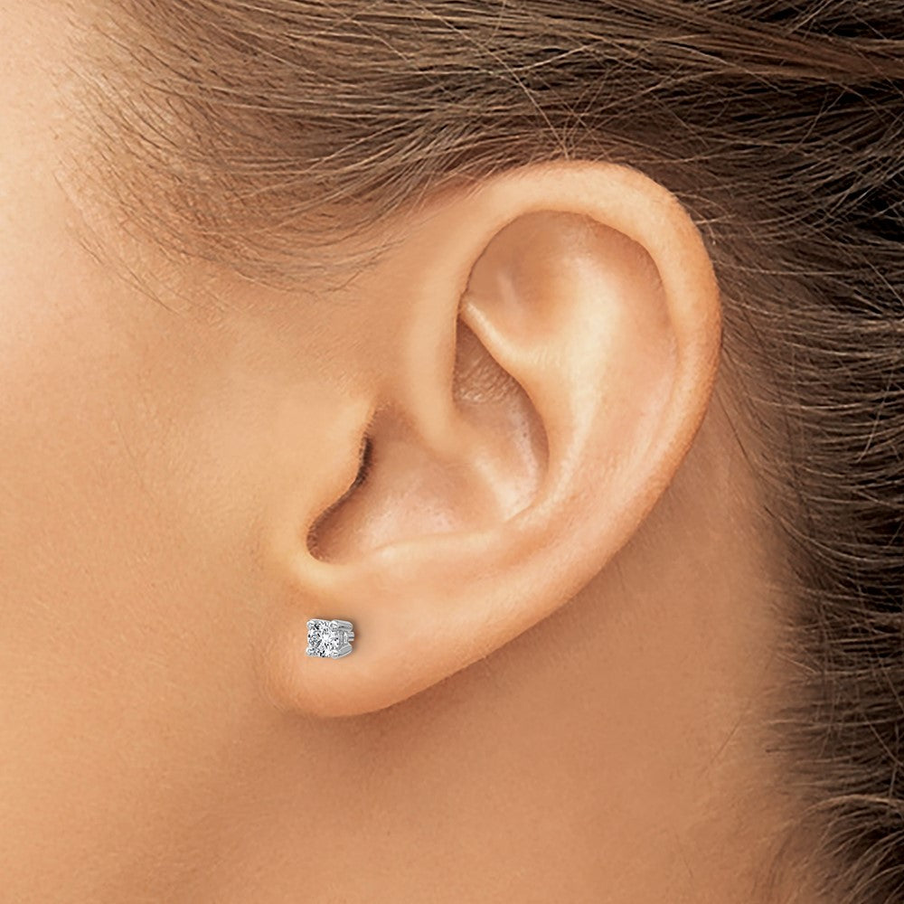 14k White Gold 1/3 carat Lab Grown Diamond VS/SI+ G+ Round Complete Four Prong Heavyweight Stud Earrings