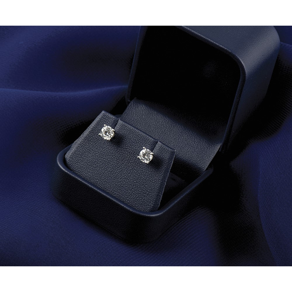 14k White Gold 1/2 carat Lab Grown Diamond VS+ F+ Round Complete Four Prong Heavyweight Stud Earrings