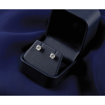 14k White Gold 1/3 carat Lab Grown Diamond VS+ F+ Round Complete Four Prong Heavyweight Stud Earrings