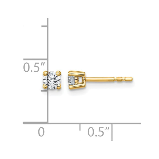 14k Yellow Gold 3/8 ctw Lab Grown Diamond VS+ F+ Round 4 Prong Heavy Wt. Stud Earrings