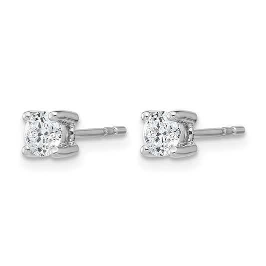 14k White Gold 1/2 carat Certified Lab Grown Diamond VS+ F+ Round Complete Four Prong Heavyweight Stud Earrings