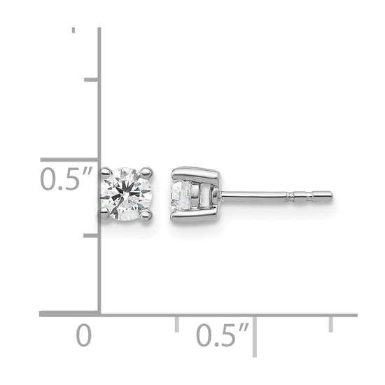 14k White Gold 1/2 carat Lab Grown Diamond VS/SI+ G+ Round Complete Four Prong Heavyweight Stud Earrings