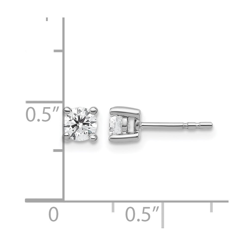 14k White Gold 1/2 carat Lab Grown Diamond VS/SI+ G+ Round Complete Four Prong Heavyweight Stud Earrings