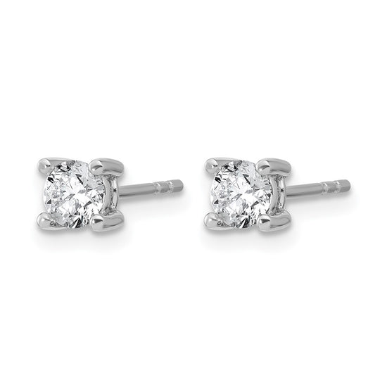 14k White Gold 5/8 carat Lab Grown Diamond VS+ F+ Round Complete Four Prong Heavyweight Stud Earrings