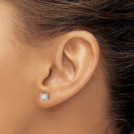 14k White Gold 5/8 carat Certified Lab Grown Diamond VS+ F+ Round Complete Four Prong Heavyweight Stud Earrings