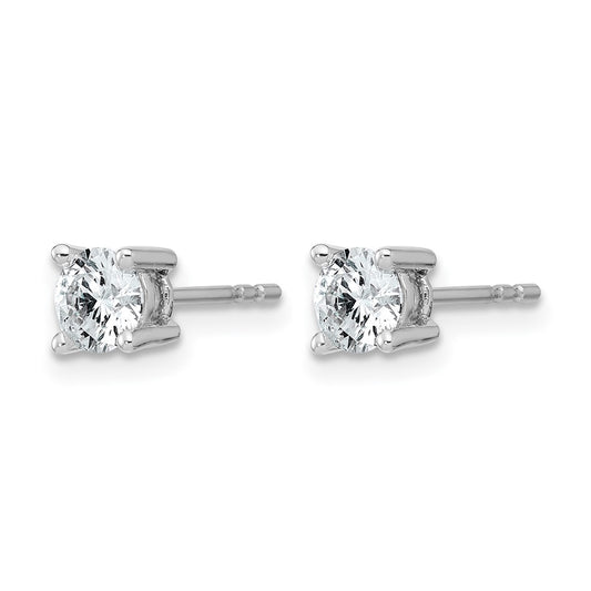 14k White Gold 3/4 carat Certified Lab Grown Diamond VS+ F+ Round Complete Four Prong Heavyweight Stud Earrings