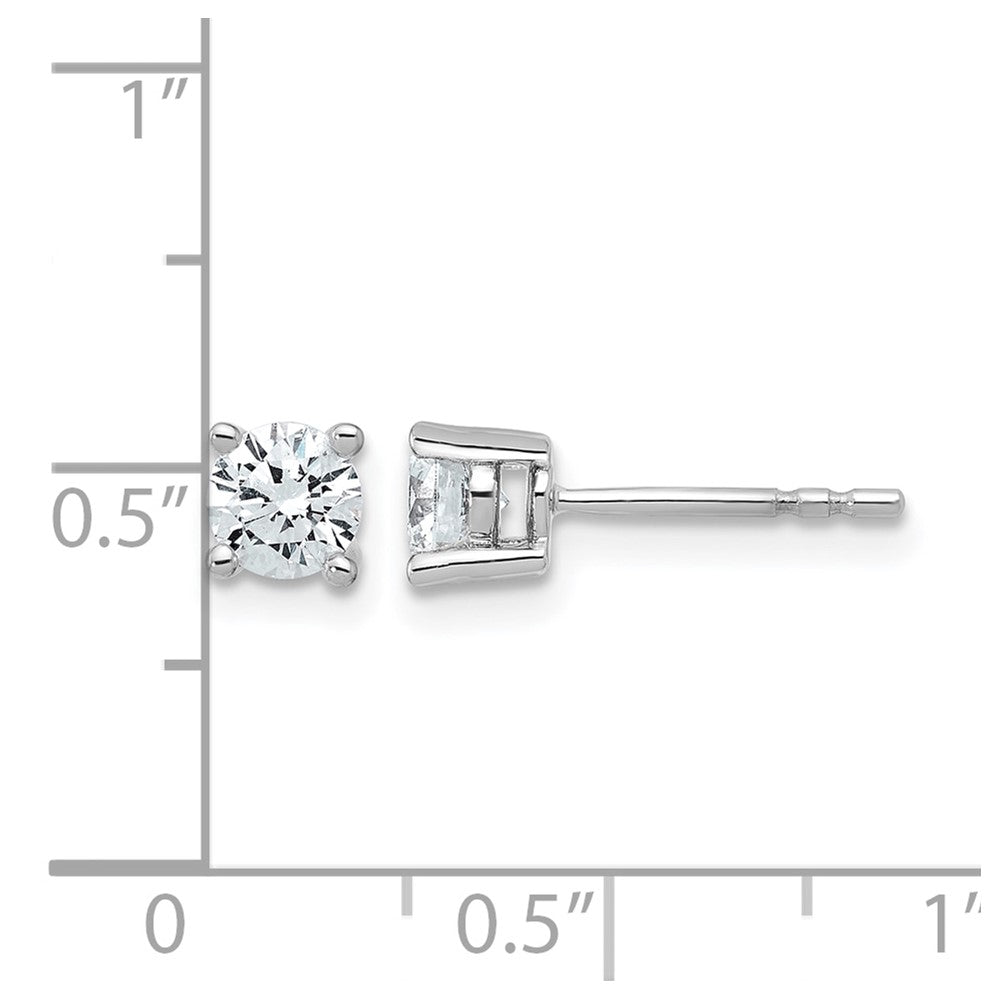 14k White Gold 3/4 carat Lab Grown Diamond VS/SI+ G+ Round Complete Four Prong Heavyweight Stud Earrings