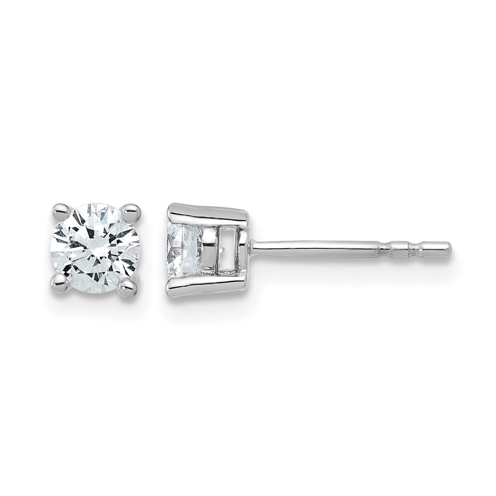 14k White Gold 3/4 carat Certified Lab Grown Diamond VS+ F+ Round Complete Four Prong Heavyweight Stud Earrings