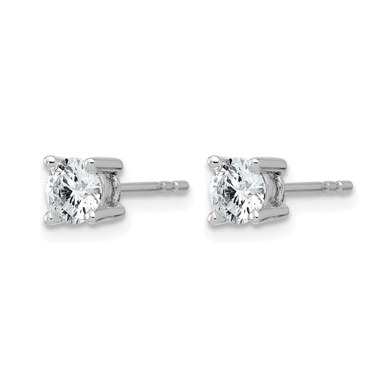 14k White Gold 7/8 carat Lab Grown Diamond VS+ F+ Round Complete Four Prong Heavyweight Stud Earrings