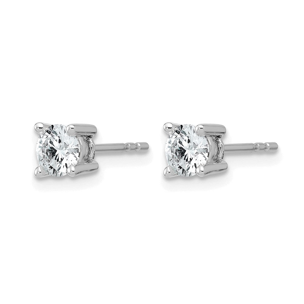 14k White Gold 7/8 carat Lab Grown Diamond VS/SI+ G+ Round Complete Four Prong Heavyweight Stud Earrings
